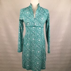 Soybu Green & White Tribal Print Yoga Dress, Small